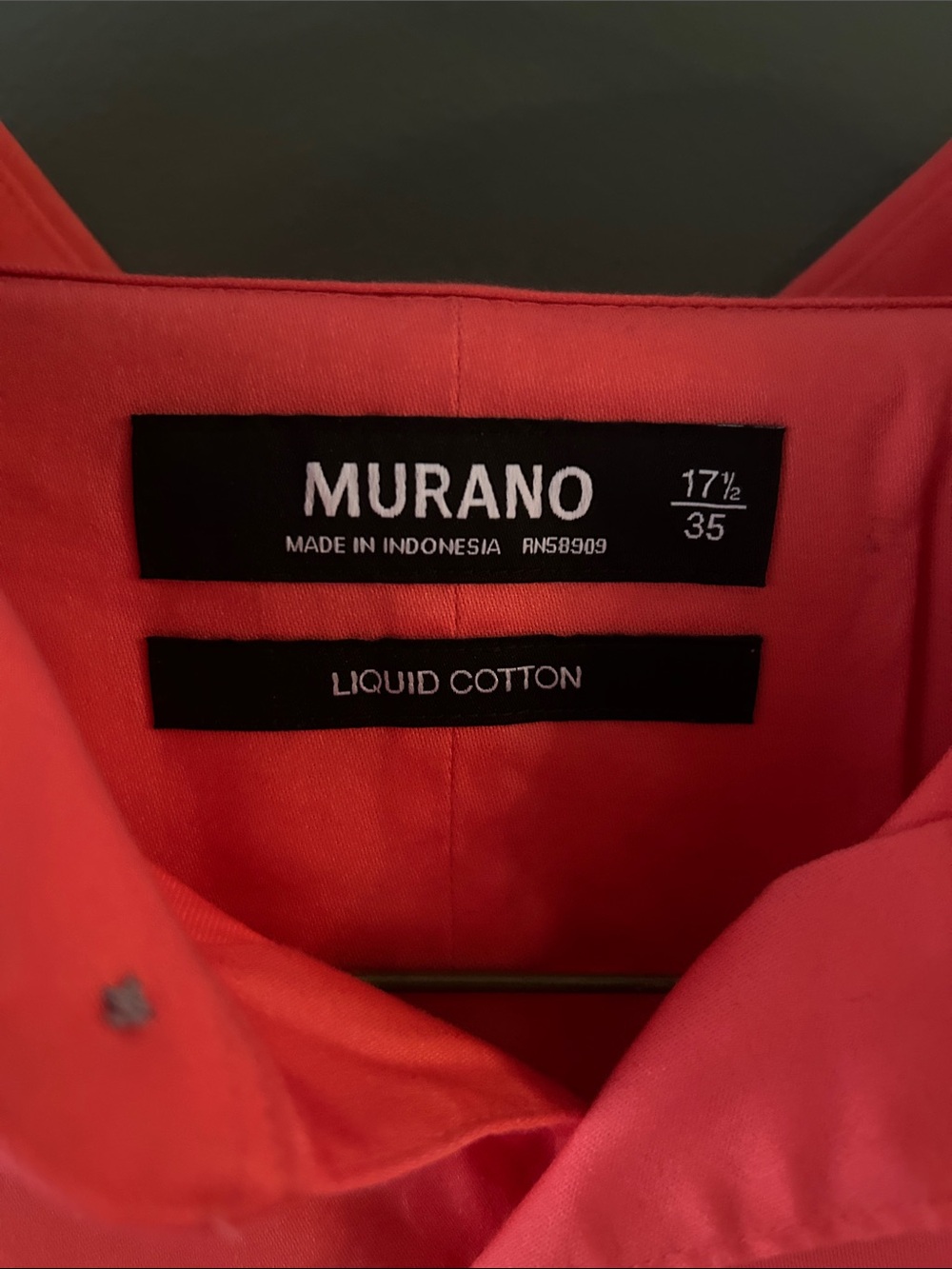 Murano Men’s Coral-Red Long Sleeve Dress Shirt - Picture 3 of 3